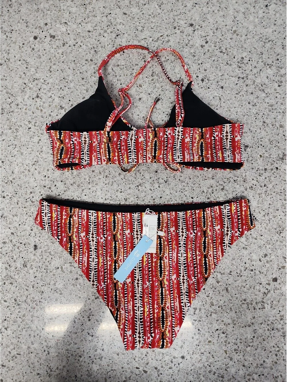 CUPSHE Red Tribal Print String Bikini Swimsuit